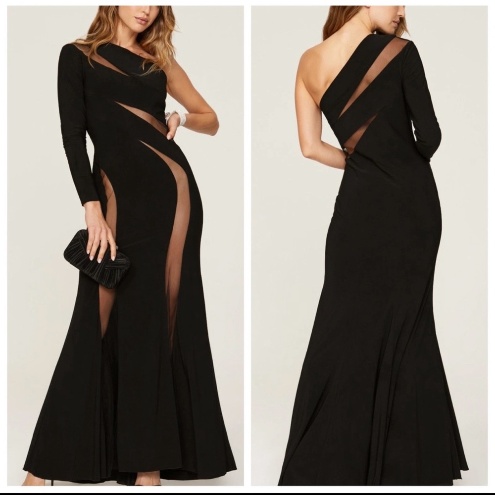 Mac Duggal One Shoulder Black Dress